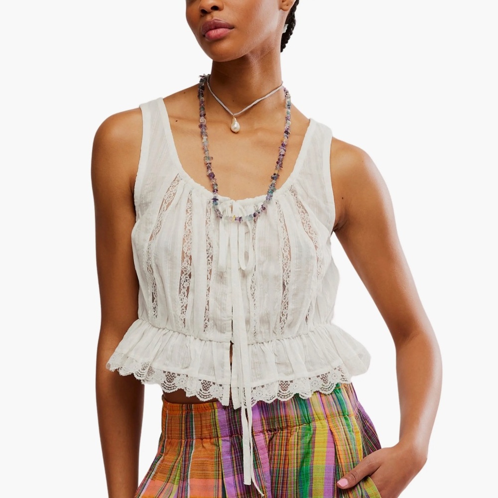 Alana Lace Trim Peplum Top - Free People, Size Medium